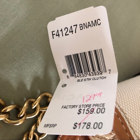 COACH Bleeker Straw Clutch, Leather/Multi, NWT - Picture 6 of 9